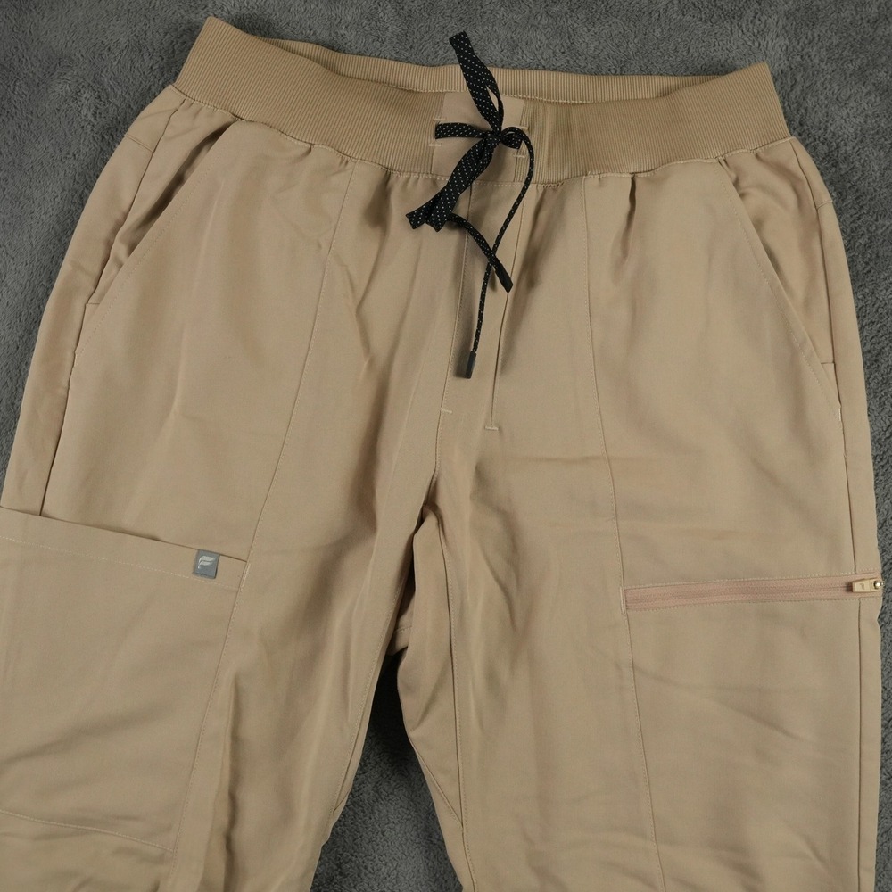 Fabletics All-Shift Scrub Jogger Mens M Beige Cargo Elastic Waist Stretch Medic